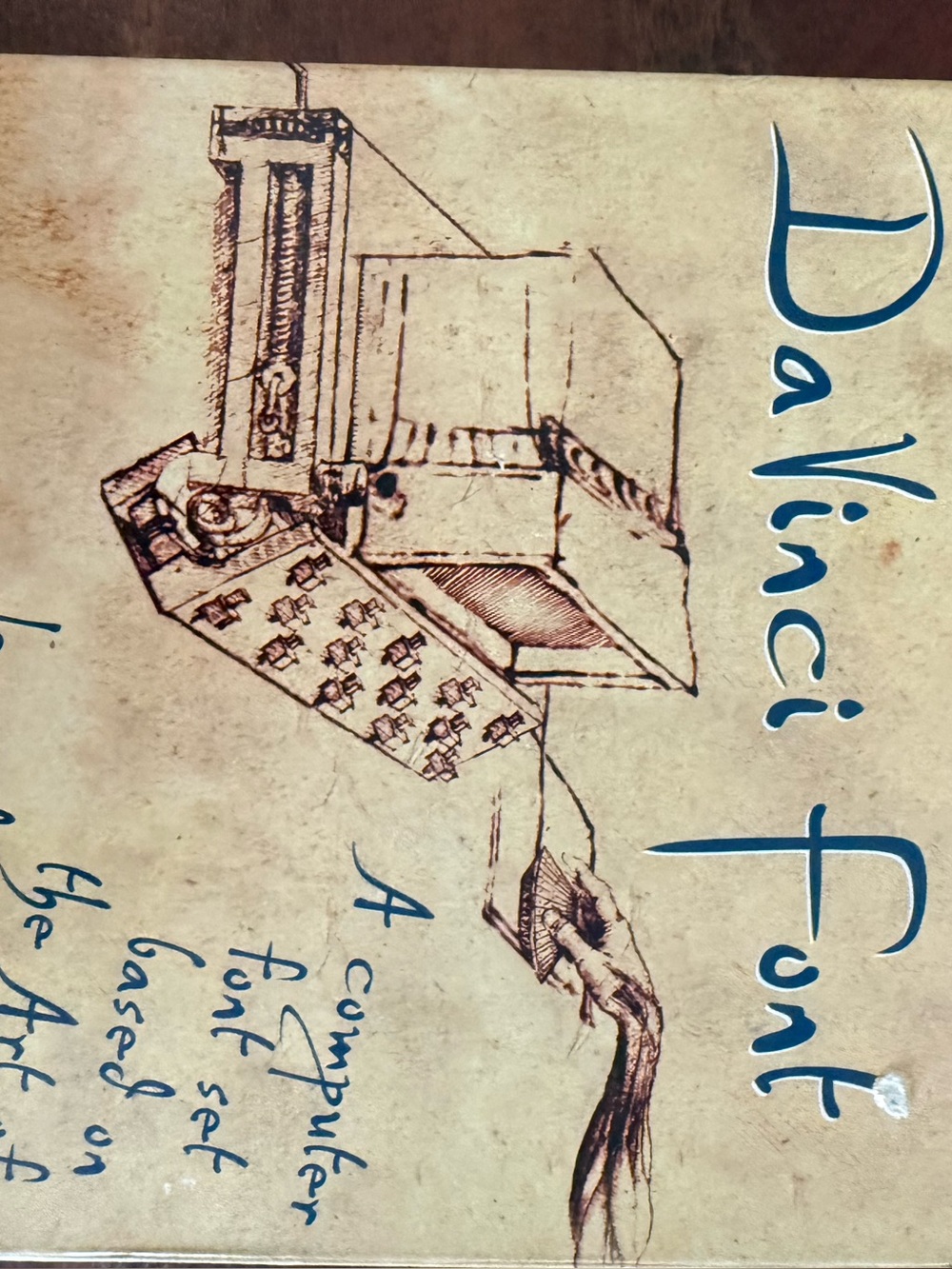 DaVinci Beige and Blue Sketched Computer Art Print